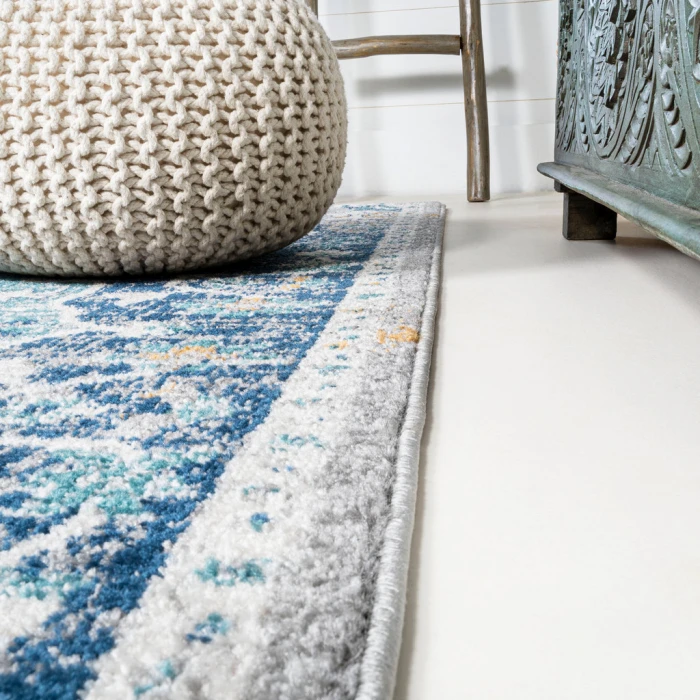 Anaise Ornate Boho Medallion Dark Blue/Gray 2 ft. x 8 ft. Runner Rug