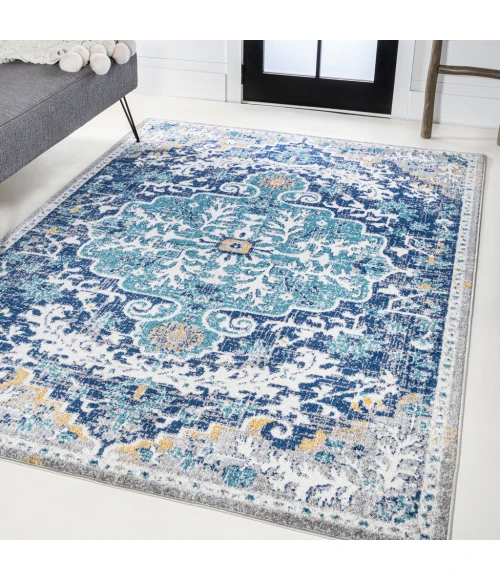 Anaise Ornate Boho Medallion Dark Blue/Gray 3 ft. x 5 ft. Area Rug