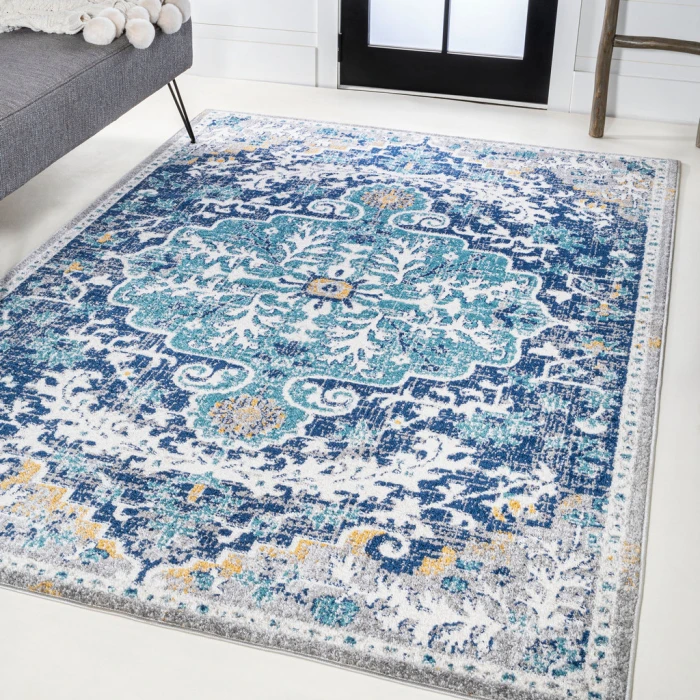 Anaise Ornate Boho Medallion Dark Blue/Gray 5 ft. x 8 ft. Area Rug
