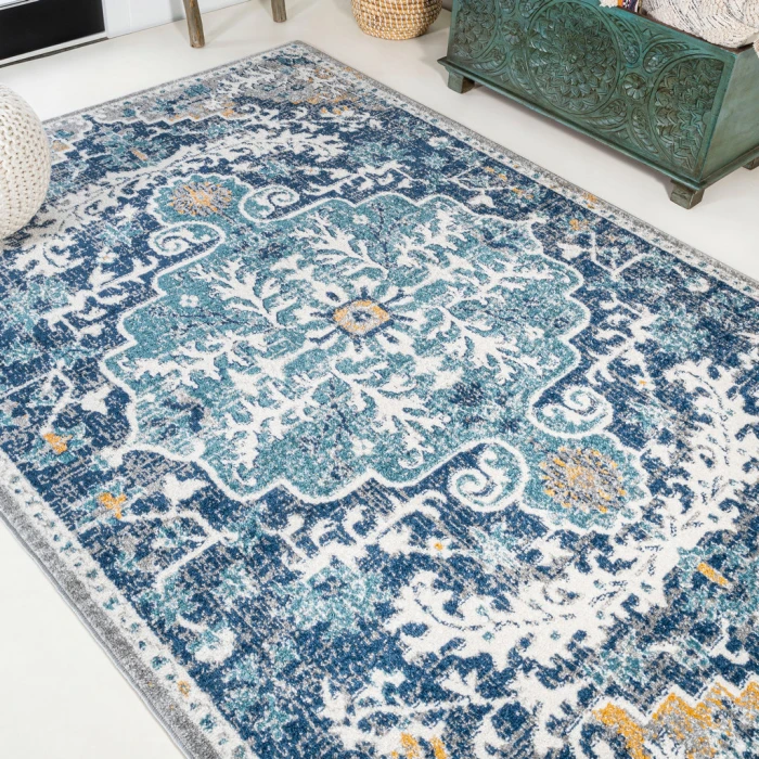 Anaise Ornate Boho Medallion Dark Blue/Gray 5 ft. x 8 ft. Area Rug