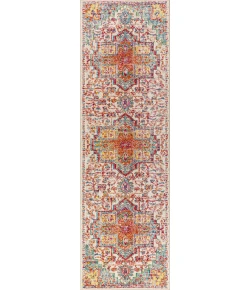 Jonathany California Vintage CAV100A Coral/Blue/Multi Area Rug 2 ft. 3 in. X 8 ft. Runner