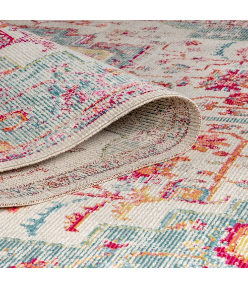 Zafra Vintage Medallion Coral/Blue/Multi 5 ft. x 8 ft. Area Rug