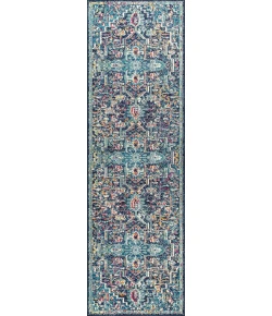 Jonathany California Vintage CAV101A Peacock Blue/Navy Area Rug 2 ft. 3 in. X 8 ft. Runner