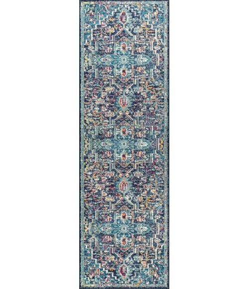 Zafra Vintage Medallion Peacock Blue/Navy 2 ft. x 8 ft. Runner Rug