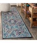 Zafra Vintage Medallion Peacock Blue/Navy 2 ft. x 8 ft. Runner Rug