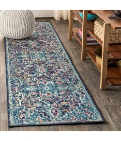 Jonathany California Vintage CAV101A Peacock Blue/Navy Area Rug 2 ft. 3 in. X 8 ft. Runner