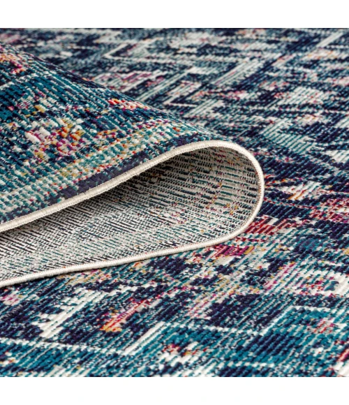 Zafra Vintage Medallion Peacock Blue/Navy 5 ft. x 8 ft. Area Rug