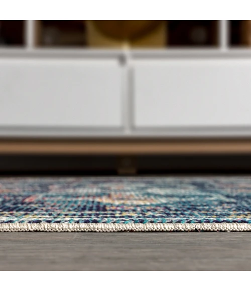 Zafra Vintage Medallion Peacock Blue/Navy 5 ft. x 8 ft. Area Rug