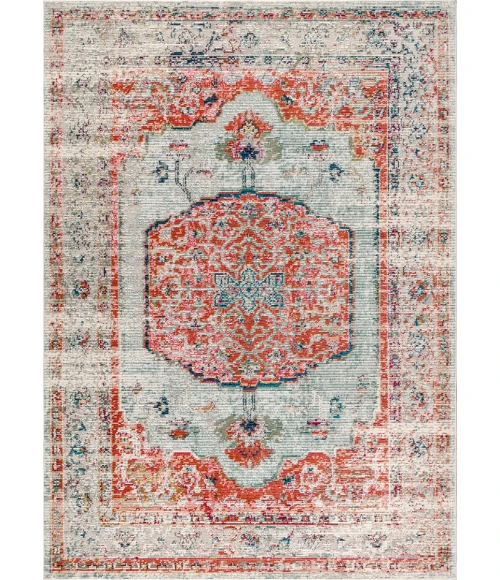Andalus Vintage Medallion Coral/Ivory 5 ft. x 8 ft. Area Rug