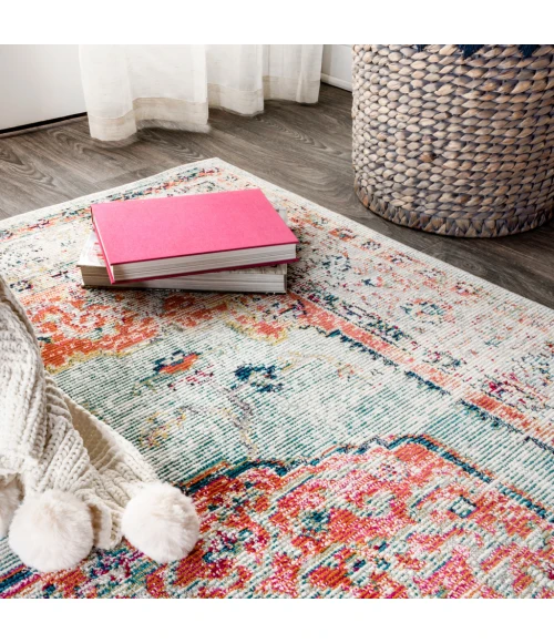 Andalus Vintage Medallion Coral/Ivory 5 ft. x 8 ft. Area Rug