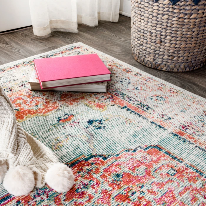 Andalus Vintage Medallion Coral/Ivory 4 ft. x 6 ft. Area Rug