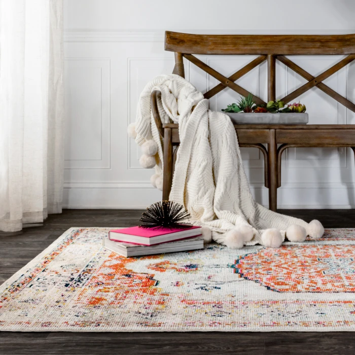 Andalus Vintage Medallion Coral/Ivory 4 ft. x 6 ft. Area Rug