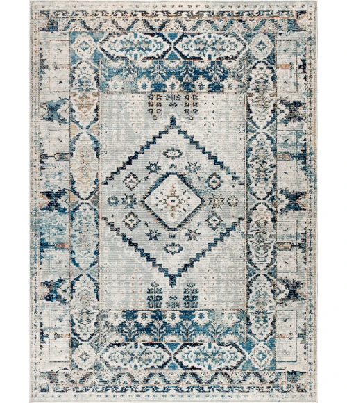 Osuna Diamond Vintage Medallion Indigo Blue/Ivory 5 ft. x 8 ft. Area Rug