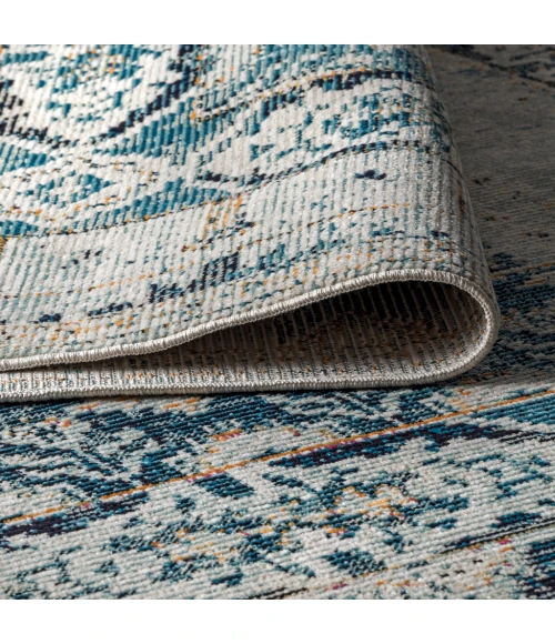 Osuna Diamond Vintage Medallion Indigo Blue/Ivory 5 ft. x 8 ft. Area Rug