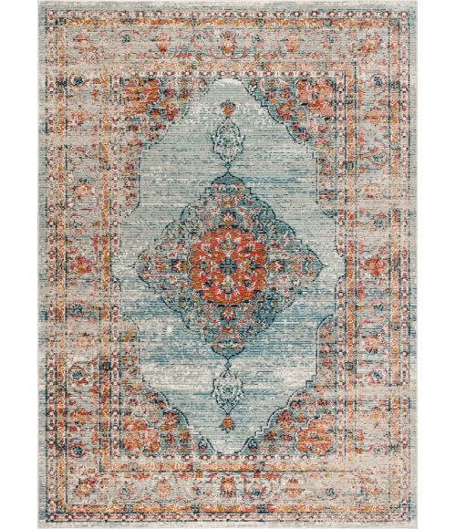 Cadiz Vintage Medallion Coral/Turquoise 5 ft. x 8 ft. Area Rug