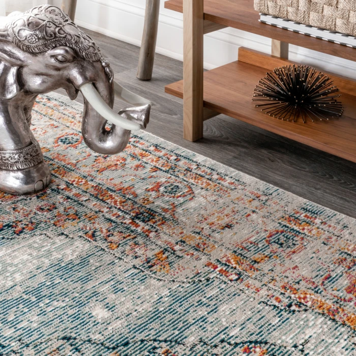 Cadiz Vintage Medallion Coral/Turquoise 4 ft. x 6 ft. Area Rug