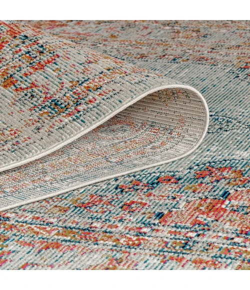 Cadiz Vintage Medallion Coral/Turquoise 5 ft. x 8 ft. Area Rug