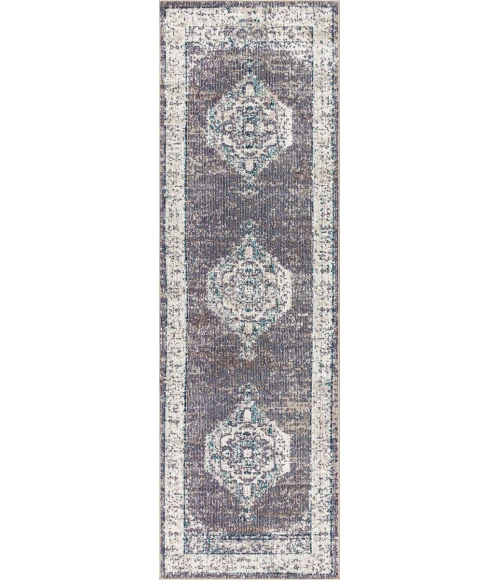 Ankara Vintage Medallion Gray/Ivory 2 ft. x 8 ft. Runner Rug