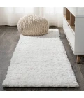 Groovy Solid Shag White 2 ft. x 10 ft. Runner Rug