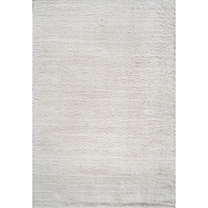 Groovy Solid Shag White 3 ft. x 5 ft. Area Rug