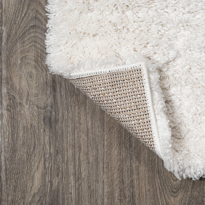 Groovy Solid Shag White 2 ft. x 10 ft. Runner Rug