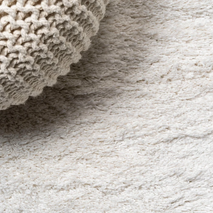 Groovy Solid Shag White 2 ft. x 10 ft. Runner Rug