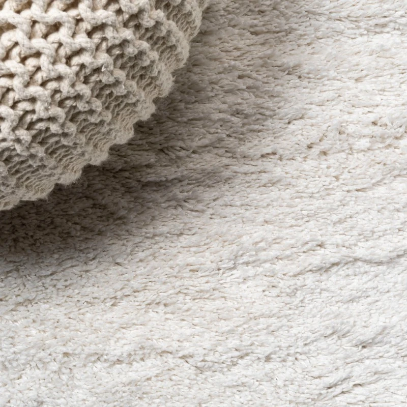 Groovy Solid Shag White 2 ft. x 10 ft. Runner Rug