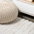 Groovy Solid Shag White 2 ft. x 10 ft. Runner Rug
