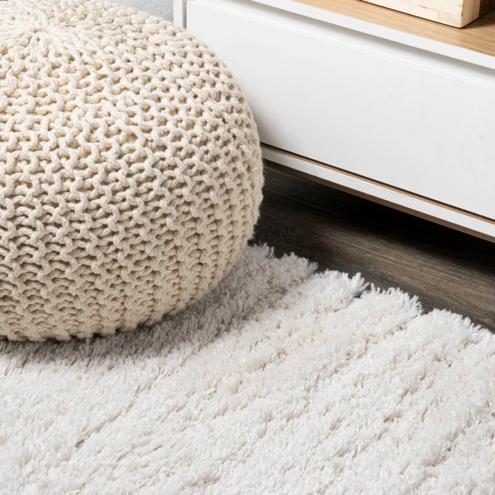 Groovy Solid Shag White 2 ft. x 10 ft. Runner Rug