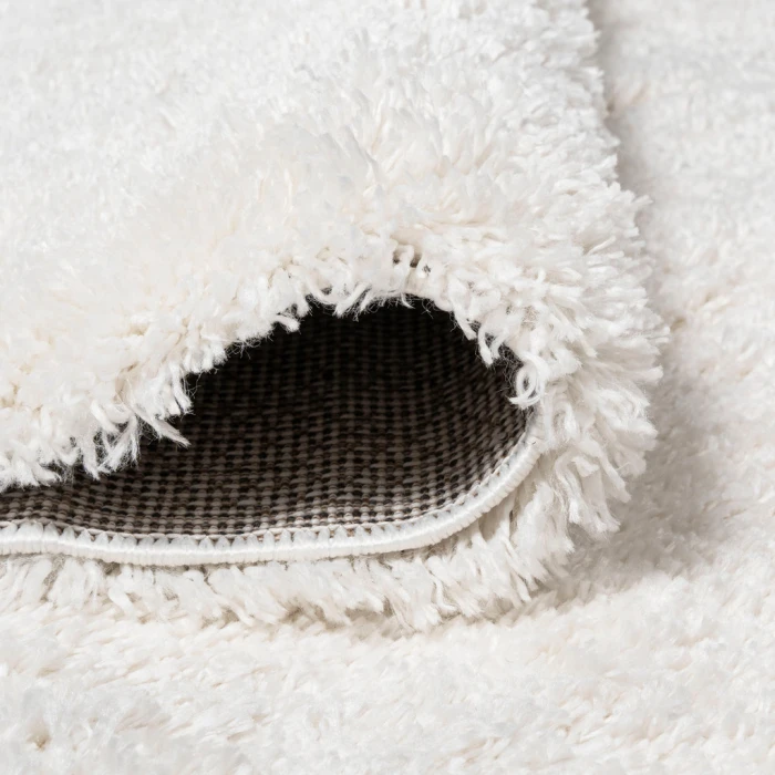 Groovy Solid Shag White 2 ft. x 10 ft. Runner Rug
