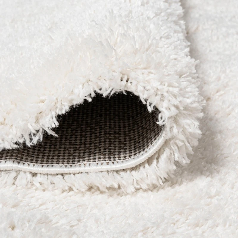 Groovy Solid Shag White 2 ft. x 10 ft. Runner Rug
