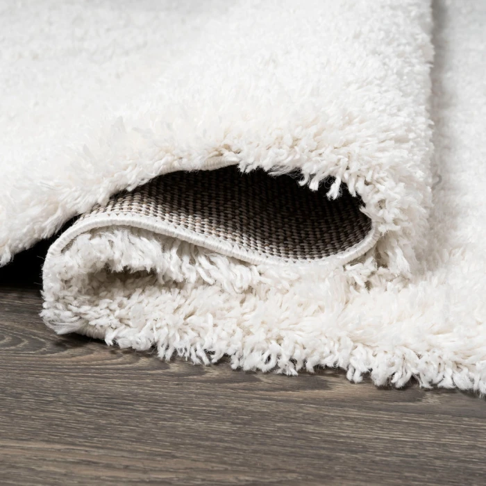 Groovy Solid Shag White 2 ft. x 10 ft. Runner Rug