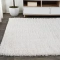 Groovy Solid Shag White 3 ft. x 5 ft. Area Rug