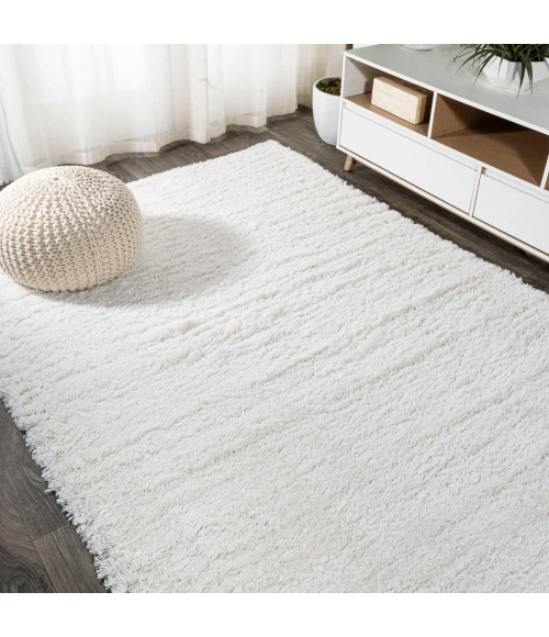 Groovy Solid Shag White 3 ft. x 5 ft. Area Rug
