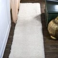 Groovy Solid Shag Ivory 2 ft. x 10 ft. Runner Rug