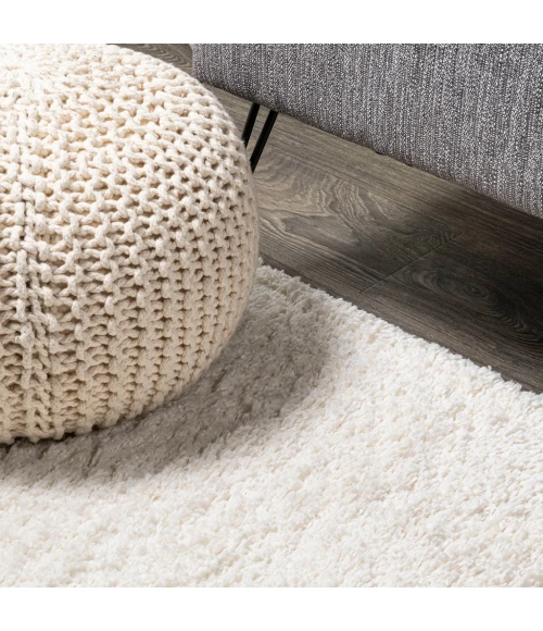 Groovy Solid Shag Ivory 3 ft. x 5 ft. Area Rug