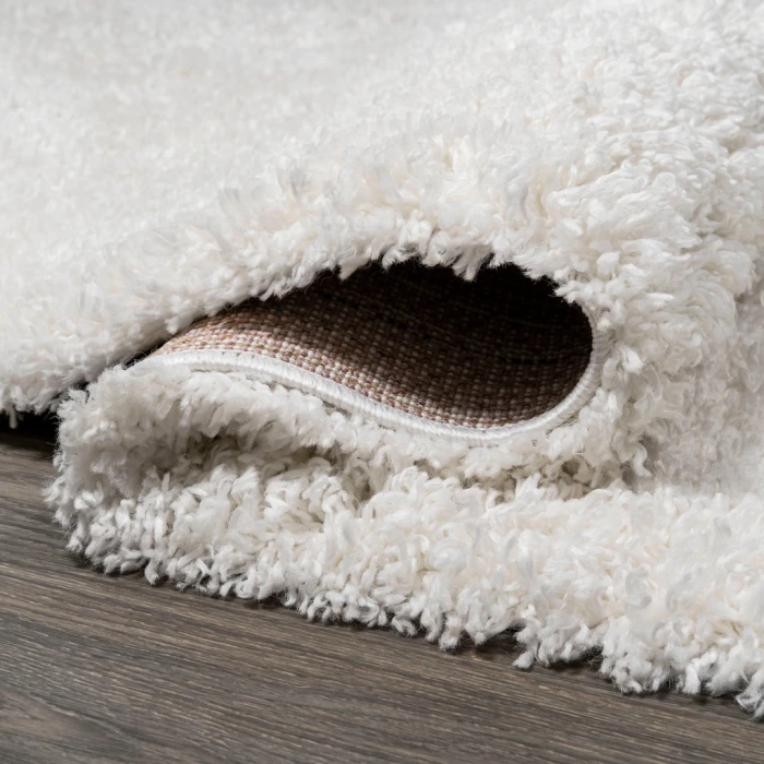 Groovy Solid Shag Ivory 2 ft. x 8 ft. Runner Rug