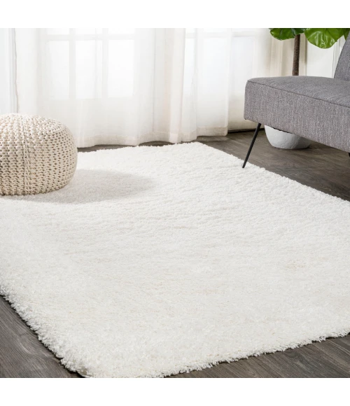 Groovy Solid Shag Ivory 3 ft. x 5 ft. Area Rug