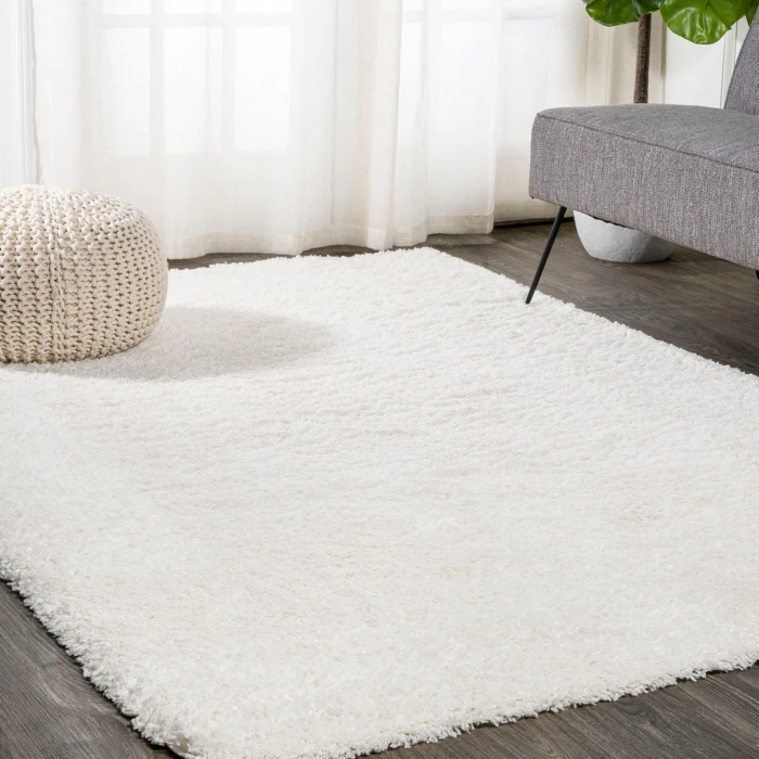 Groovy Solid Shag Ivory 4 ft. x 6 ft. Area Rug