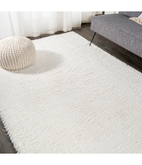 Groovy Solid Shag Ivory 3 ft. x 5 ft. Area Rug