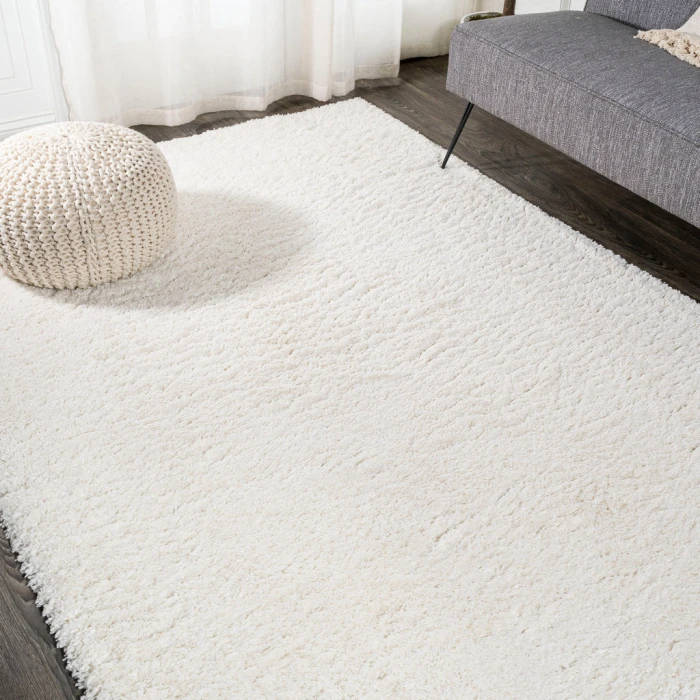 Groovy Solid Shag Ivory 4 ft. x 6 ft. Area Rug