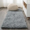 Groovy Solid Shag Gray 2 ft. x 10 ft. Runner Rug