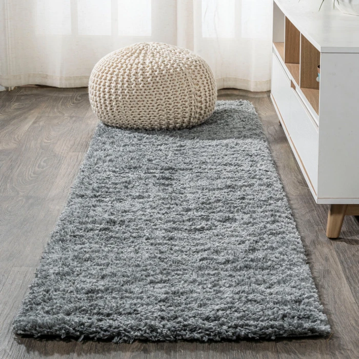 Groovy Solid Shag Gray 2 ft. x 10 ft. Runner Rug