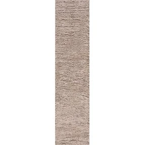 Groovy Solid Shag Light Beige 2 ft. x 10 ft. Runner Rug