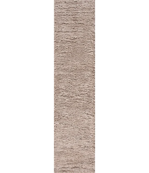 Groovy Solid Shag Light Beige 2 ft. x 10 ft. Runner Rug