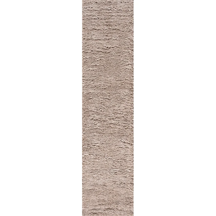 Groovy Solid Shag Light Beige 2 ft. x 8 ft. Runner Rug