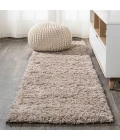 Groovy Solid Shag Light Beige 2 ft. x 10 ft. Runner Rug