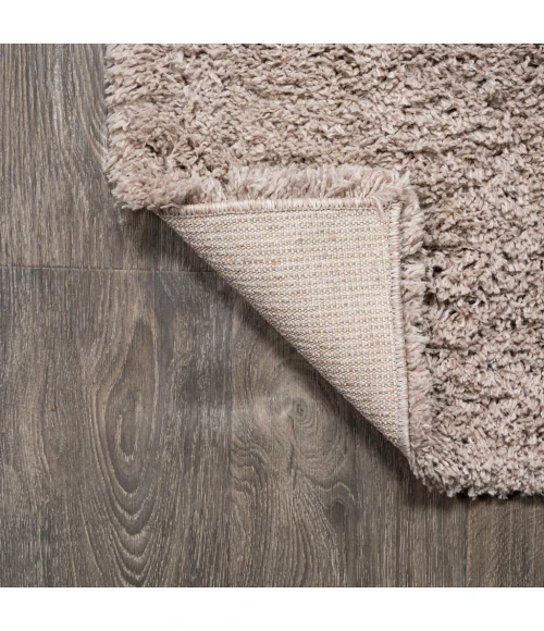 Groovy Solid Shag Light Beige 2 ft. x 10 ft. Runner Rug