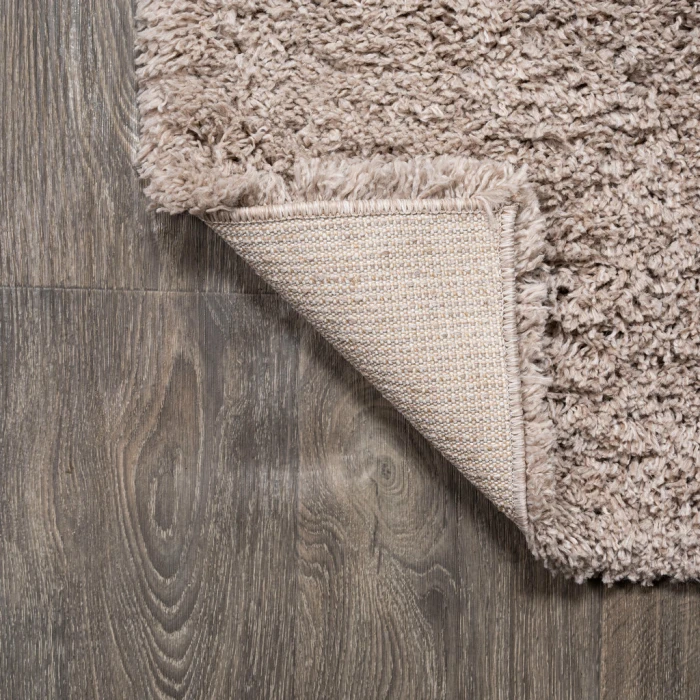Groovy Solid Shag Light Beige 2 ft. x 8 ft. Runner Rug