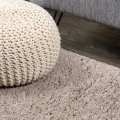 Groovy Solid Shag Light Beige 3 ft. x 5 ft. Area Rug